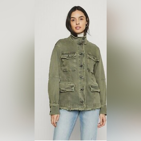 FREE THE PEOPLE HARLEY ARMY STRETCH DENIM JACKET - Picture 3 of 4